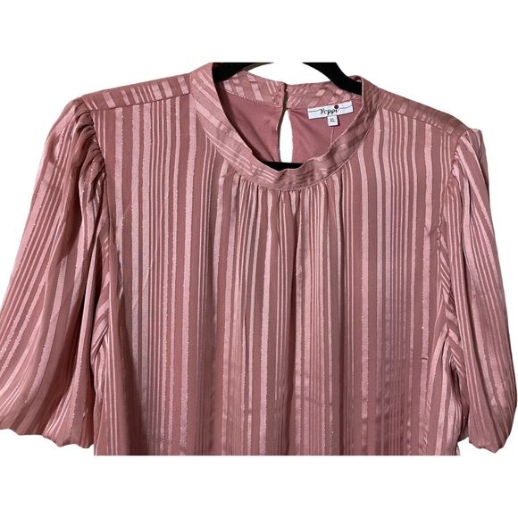 Poppi Womens X-Large Mauve Blouse Sheer/Lined Short Balloon Sleeve NWT - Picture 3 of 8